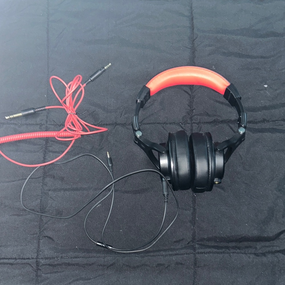 Sleek Black and Red Over-Ear Headphones